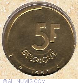 Image #2 of 5 Francs 1990 (belgique)