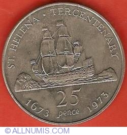 Image #1 of 25 Pence 1973 - Tercentenary of St. Helena