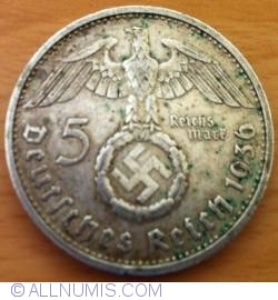 5 Reichsmark 1936 E - Paul von Hindenburg