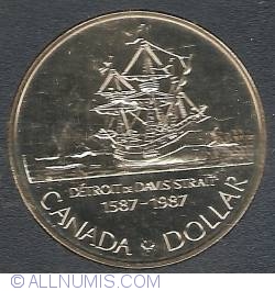 Image #2 of 1 Dolar 1987 -  400 ani de la explorarea Stramtorii Davis