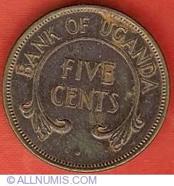 1966 ~ UGANDA ~ 5 CENTS  ~ COUNTRY'S FIRST INDEPENDENT CURRENCY ~ XF45 RED 
