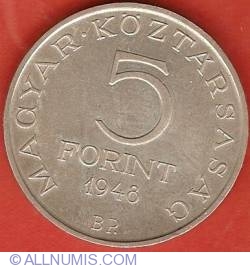 5 Forint 1948 - 100 de ani de la Revolutia din 1848 - Sandor Petofi