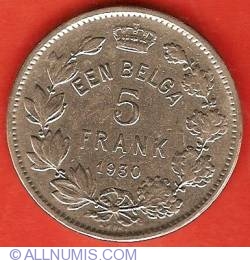 Image #2 of 5 Francs - 1 Belga 1930 (Dutch)