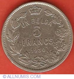 Image #2 of 5 Francs - 1 Belga 1930 (French)