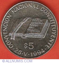 Image #2 of 5 Pesos 1994 - National Constitution Convention