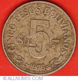 Image #2 of 5 Pesos Bolivianos 1976