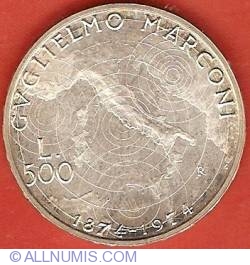 Image #1 of 500 Lire 1974 - 100th birth anniversary of Guglielmo Marconi