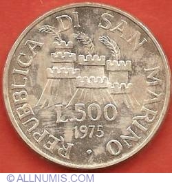 Image #1 of 500 Lire 1975 - Deschiderea Agenției Numismatice