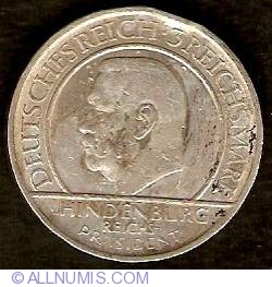 3 Reichsmark 1929 A - A 10-a aniversare a Constituţiei de la Weimar