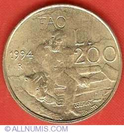 Image #2 of 200 Lire 1994 R
