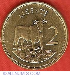 1992 LESOTHO 2 LISENTE BIN OOO Bull AU//UNC Obscure Coin FREE SHIP