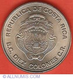 10 Colones 1975 - 25th Anniversary of the Central Bank