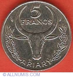 Image #1 of 5 Francs (1 Ariary) 1989