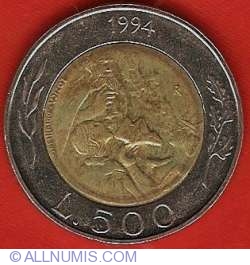 Image #2 of 500 Lire 1994 R