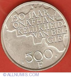 Image #2 of 500 Francs 1980 (België) - 150th Anniversary of Belgium