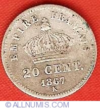 Image #2 of 20 Centimes 1867