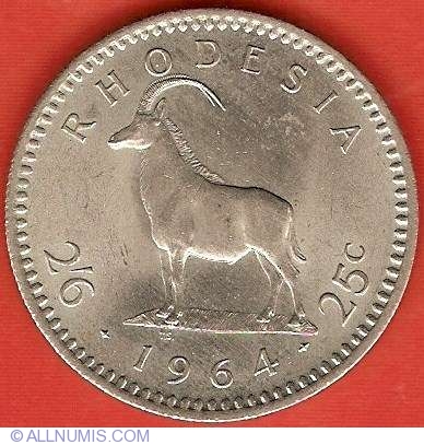 2 1/2 Shillings (25 Cents) 1964, Colony of Rhodesia (1964