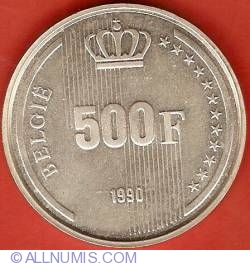 Image #2 of 500 Francs 1990 (België) - 60th Birthday of King Baudouin
