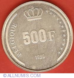 Image #2 of 500 Francs 1990 (Belgique) - 60th Birthday of King Baudouin