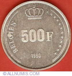 Image #2 of 500 Francs 1990 (Belgien) - 60th Birthday of King Baudouin