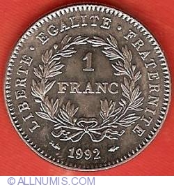 Image #2 of 1 Franc 1992 - 200th Anniversary of French Republic