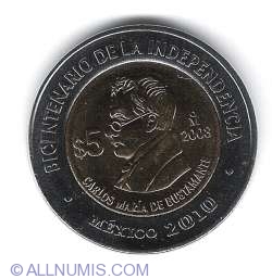 Image #1 of 5 Pesos 2008 - Carlos Maria De Bustamante - 200 ani de independenta