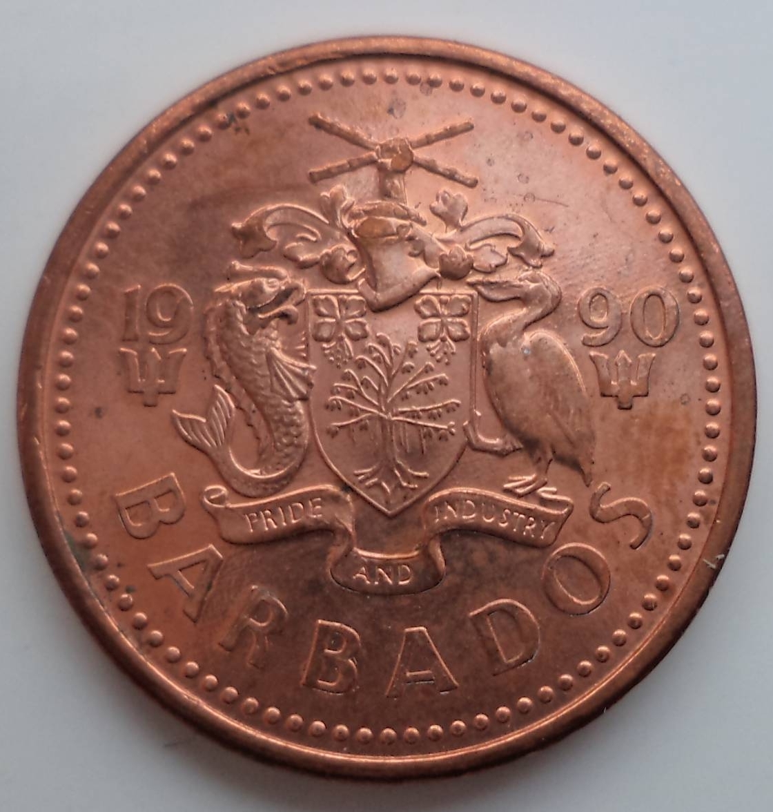1 Cent 1990 Commonwealth 1973 1990 Barbados Coin 33763