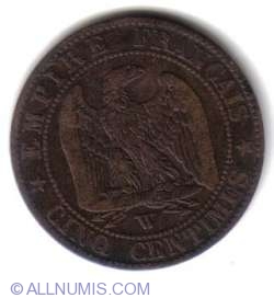 Image #2 of 5 Centimes 1855 W (Anchor)