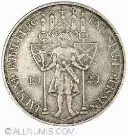 Image #2 of 3 Reichsmark 1929 E - 1000 de ani de la fondarea oraşului Meissen