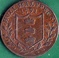 Image #2 of 1/2 Penny 1791 - Hull