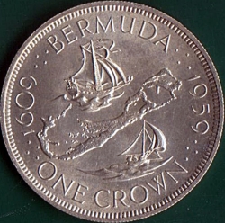 1 Crown 1959 - 350 Years of Settlement of Bermuda.
