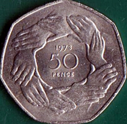 Image #2 of 50 Pence 1973 - Entry of the U.K. into the European Economic Community.