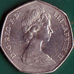 50 Pence 1973 - Entry of the U.K. into the European Economic Community.