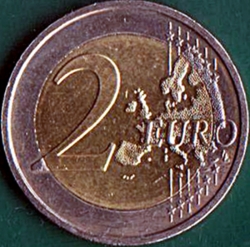 Image #2 of 2 Euros 2015 - 30 Years of the E.U. Flag.