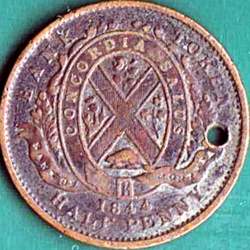 Image #2 of 1/2 Penny 1844 - Bank of Montreal.