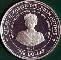 1 Dollar 1994 - Queen Elizabeth the Queen Mother.