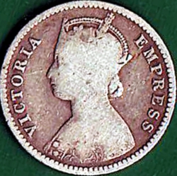 Image #1 of 1/4 Rupee 1877 (no mintmark)