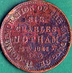 Image #1 of 1/2 Penny 1854 - T.W. Thomas &Co. - Landing of Sir Charles Hotham.