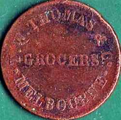 Image #2 of 1/2 Penny 1854 - T.W. Thomas & Co. - Landing of Sir Charles Hotham.