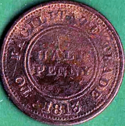 Image #2 of 1/2 Penny  1813 - Worcester - John Knapp Junior