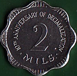 Image #2 of 2 Mils 1982 - 10 Years of Decimal Currency in Malta.