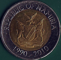 10 Dolari 2010 - 20 ani de la infiintarea Bancii Nationale din Namibia