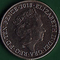 10 Pence 2018 - Letter G - Greenwich Mean Time.