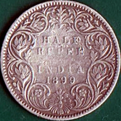 Image #2 of 1/2 Rupee 1899 (C)